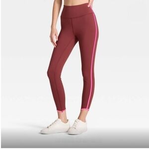 JoyLab Women's Contrast 7/8 Piping Leggings Burgndy /Pink